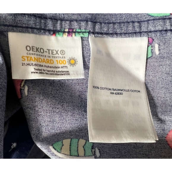 Lands End No Iron Supima Button Front Shirt 18W Sailboat Print Navy Blue - Picture 6 of 8